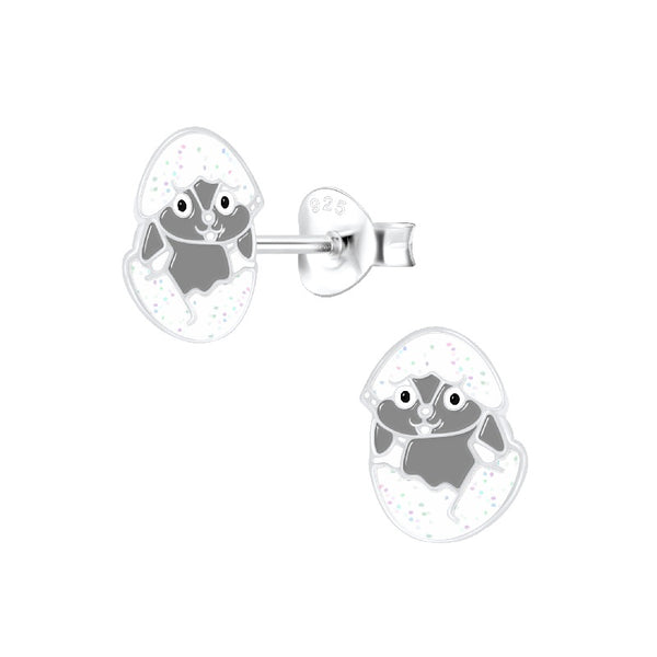 Children's Sterling Silver 'Hatching Easter Bunny Rabbit ' Stud Earrings
