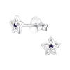 Children's Sterling Silver 'February Birthstone' Star Stud Earrings