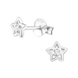 Children's Sterling Silver 'April Birthstone' Star Stud Earrings