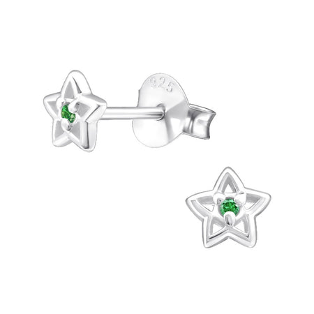 Children's Sterling Silver 'February Birthstone' Star Stud Earrings