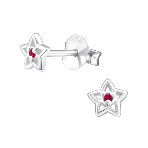 Children's Sterling Silver 'July Birthstone' Star Stud Earrings