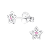 Children's Sterling Silver 'October Birthstone' Star Stud Earrings