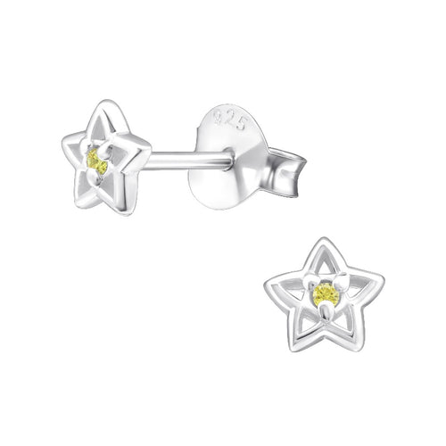 Children's Sterling Silver 'November Birthstone' Star Stud Earrings