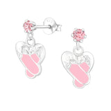 Children's Sterling Silver 'Pink Drop Ballet Shoes'  Stud Earrings