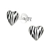 Children's Sterling Silver 'Zebra Print Heart' Stud Earrings