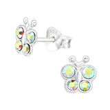 Children's Sterling Silver Diamante Butterfly Stud Earrings