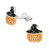 Children's Sterling Silver Halloween Pumpkin Stud Earrings