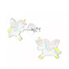 Children's Sterling Silver 'Pastel Flying Unicorn' Stud Earrings