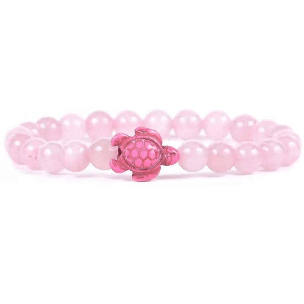 Adult's/Teenager's Pink Crystal Stone Turtle Stretch Bracelet