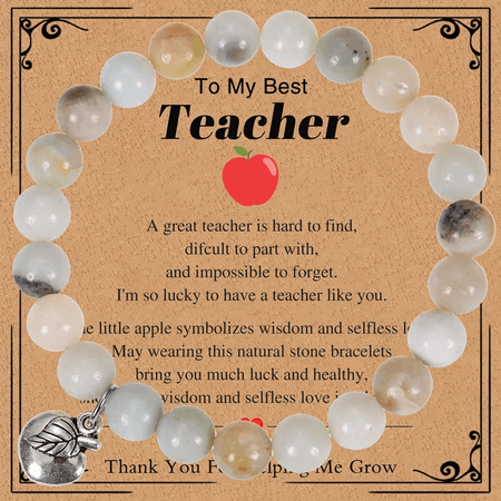 'To My Best Teacher' Purple Agate Stone Stretch Bracelet- Teacher Gift