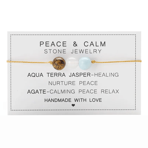 Adjustable 'Peace and Calm' Natural Stone Wish / Friendship Bracelet