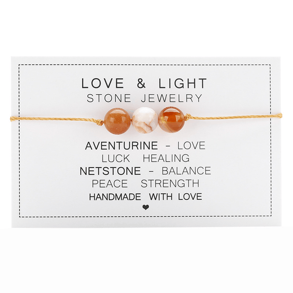 Adjustable 'Love and Light' Natural Stone Wish / Friendship Bracelet