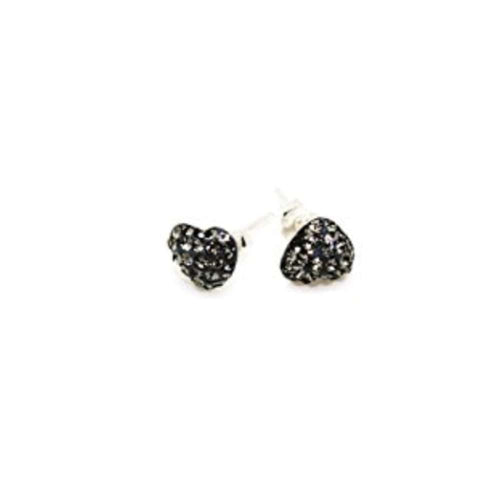 Liberty Charms Designer Celebrity 925 Sterling Silver Grey Czech Crystal 'Midnight Heart' 7mm Shamballa Stud Earrings. ...
