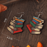 Adult's Wooden 'Stack of Books' Drop Earrings - Teacher Gift