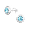 Teen/Adult Sterling Silver 'March Birthstone' Round Stud Earrings