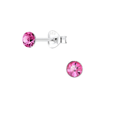 Children's Sterling Silver Clear Crystal Charm Hoop Earrings