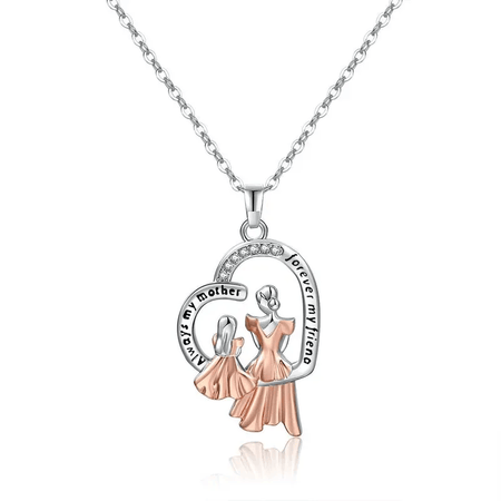 Adjustable Mother and Daughter Heart Pendant Necklace Set with Presentation Card