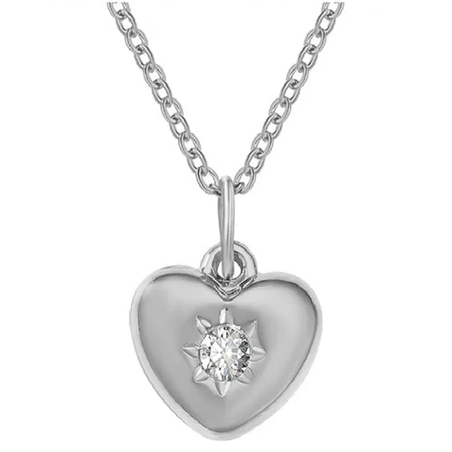 Adult's April Birthstone Heart Pendant Necklace