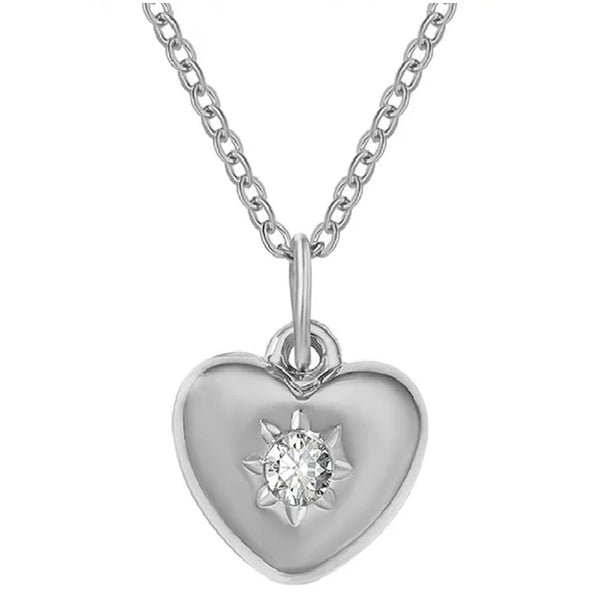 Adult's April Birthstone Heart Pendant Necklace