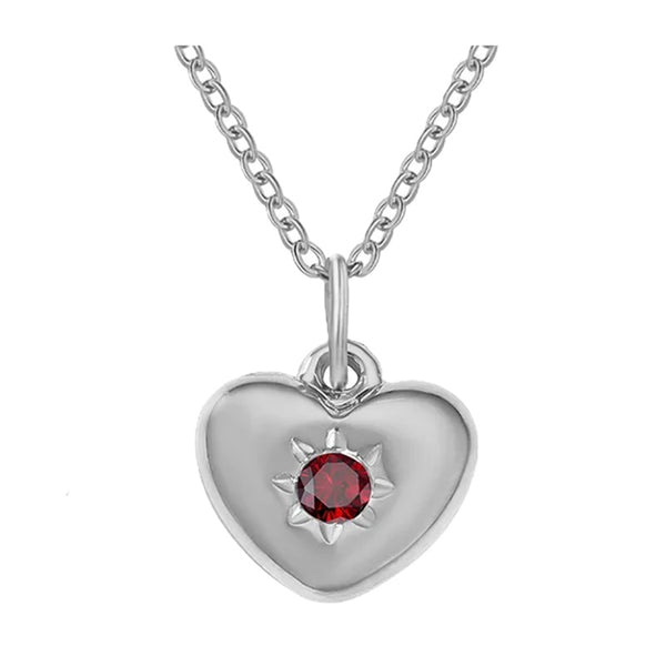 Adult's January Birthstone Heart Pendant Necklace