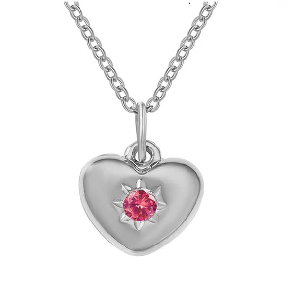 Adult's July Birthstone Heart Pendant Necklace