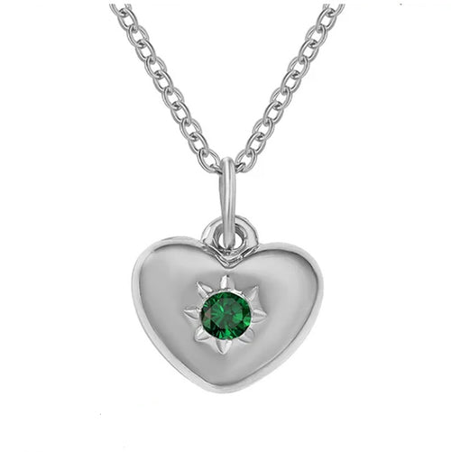 Adult's May Birthstone Heart Pendant Necklace