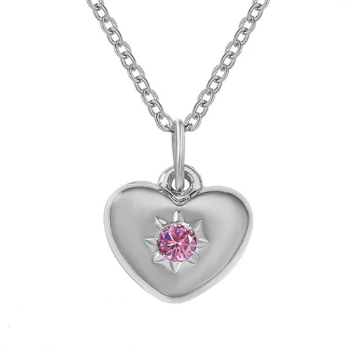 Adult's October Birthstone Heart Pendant Necklace