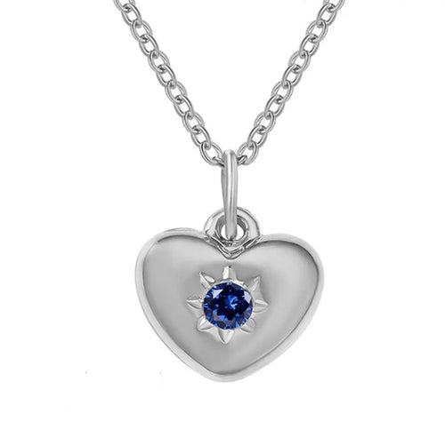 Adult's September Birthstone Heart Pendant Necklace