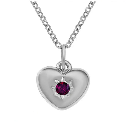 Adult's February Birthstone Heart Pendant Necklace