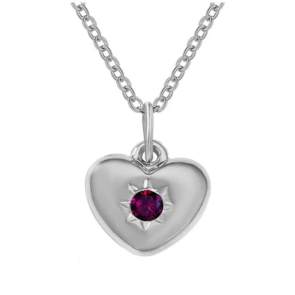 Adult's February Birthstone Heart Pendant Necklace