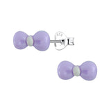 Children's Sterling Silver 'Purple Resin Bow’ Stud Earrings