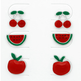 Children's Sterling Silver Set of 3 Pairs of Fruit Themed Stud Earrings