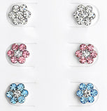 Children's Sterling Silver Set of 3 Pairs of Crystal Flower Stud Earrings