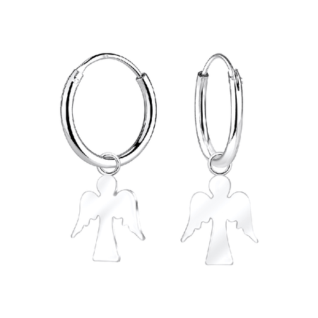 Children's Sterling Silver 'Angel with Blue Diamante' Stud Earrings