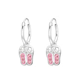 Children's Sterling Silver 'Crystal Ballet Shoes' Hoop Earrings