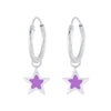 Children's Sterling Silver 'Purple Star' Hoop Earrings