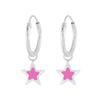 Children's Sterling Silver 'Pink Star' Hoop Earrings