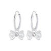 Children's Sterling Silver 'Bow with Clear Crystal' Hoop Earrings