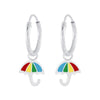 Children's Sterling Silver 'Colourful Umbrella' Hoop Earrings