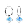 Children's Sterling Silver 'Blue Glitter Shell' Hoop Earrings