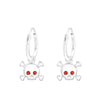 Children's Sterling Silver Halloween Skull and Crossbones Hoop Earrings