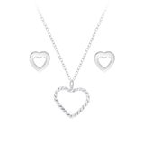 Children's Sterling Silver Heart  Pendant Necklace and Heart Stud Earrings Set