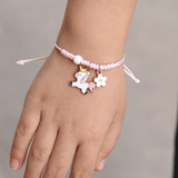 Children's Adjustable 'Pink Unicorn with Flower' Wish Bracelet / Friendship Bracelet