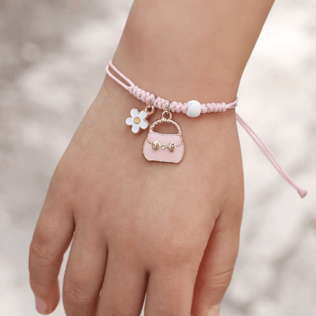 Children's Adjustable 'Daisy Flower' Wish Bracelet / Friendship Bracelet -Pink