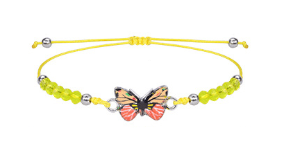 Children's Adjustable Yellow/Orange Butterfly Wish Bracelet / Friendship Bracelet
