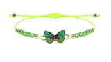 Children's Adjustable Green Butterfly Wish Bracelet / Friendship Bracelet