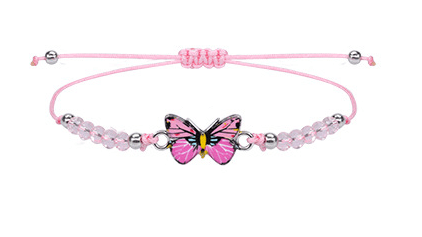 Children's Adjustable Pink Butterfly Wish Bracelet / Friendship Bracelet