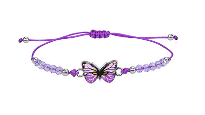 Children's Adjustable Purple Butterfly Wish Bracelet / Friendship Bracelet