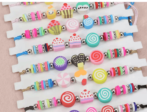 Set of 12 Children's Adjustable 'Sweet Treats' Wish Bracelets / Friendship Bracelets