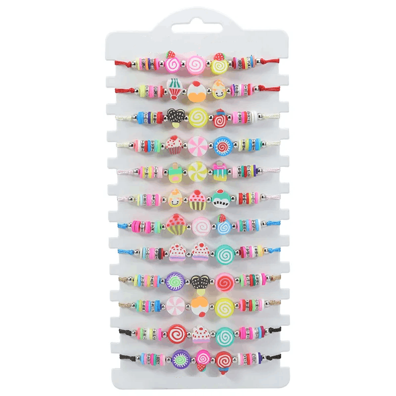 Set of 12 Children's Adjustable 'Sweet Treats' Wish Bracelets